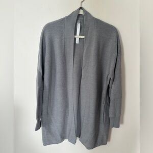 Lululemon merino wool blend ribbed long wrap sweater cardigan Gull Grey size 12